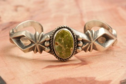 Genuine Royston Turquoise Sterling Silver Native American Bracelet